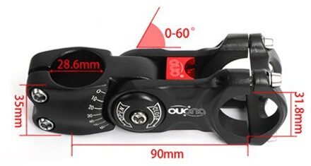 Mountainbike Stuurpen Racefiets Verhoogde Verstelbare Hoek Stem 28.6X31.8MM Verstelbare Stuurpen Rijden Accessoires Racefiets Stuurpen zwart-rood-90mm