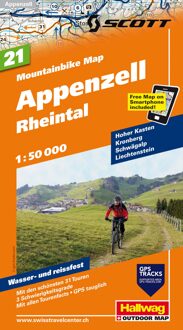 Mountainbikekaart 21 Appenzell / Rheintal MTB kaart | Hallwag