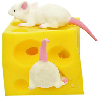 Mouse and Cheese Toy Sloth Hide and Seek Stress Relief Toy 2 Squishable Figures And Cheese Block Stressbusting Fidget Toys