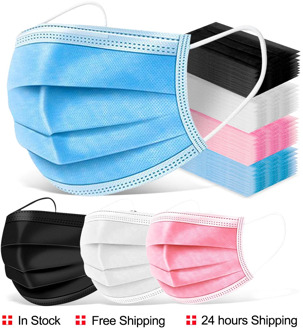 Mouth Masks 3-layer Anti-Dust Disposable Mascarillas 10/50/100 Pcs Non Woven Meltblown Cloth Masks Elastic Ear Loop Face Mask