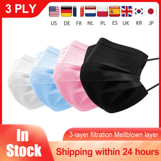 Mouth Masks 3-layer Anti-Dust Disposable Mascarillas 200 Pcs Non Woven Meltblown Cloth Masks Elastic Ear Loop Face Masks