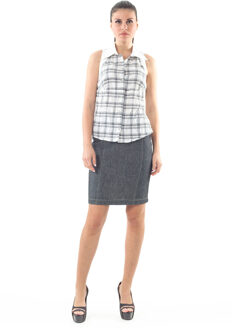 Mouwloos geruit overhemd Wit