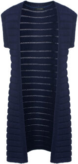 Mouwloos open gebreid vest met jacquardstreep op halve lengte Violet - EU 38 / UK 10