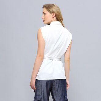Mouwloos trimmentshirt Wit - S
