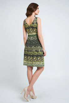 Mouwloze A-Lijn Print Jurk Jersey Groen