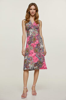 Mouwloze Empire Line-jurk in Fuchsia print - maat