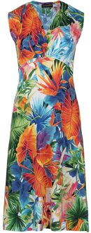 Mouwloze Empire Line-jurk in Oranje print - maat