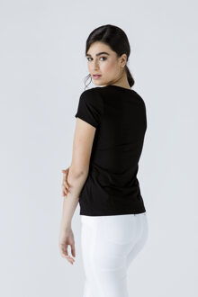 Mouwloze faux overslagtop met Black&White  print Zwart