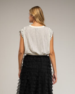 Mouwloze gebreide mesh top Zwart/wit - One Size