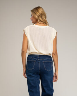 Mouwloze gebreide nettop Beige - One Size