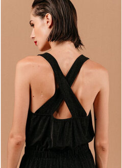 Mouwloze jumpsuit met glitter loyale Zwart - S