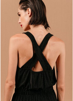Mouwloze jumpsuit met glitter loyale Zwart