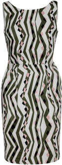 Mouwloze jurk met print - maat Olijf