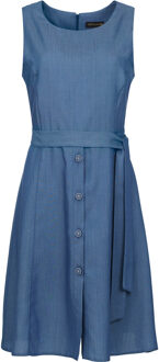 Mouwloze jurk met riem en knoopdetail Indigoblauw - L