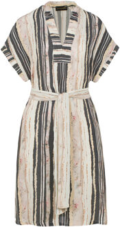 Mouwloze jurk met streepjesprint en zijsplitten - maat Rosé