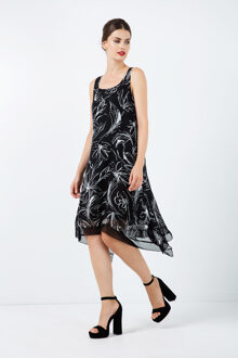 Mouwloze laagjesjurk met netdetail Zwart - EU 36 / UK 8