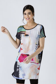 Mouwloze losvallende jurk met print Veelkleurig