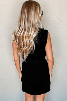 Mouwloze Mini-jurk met Trekkoord Taille Zwart