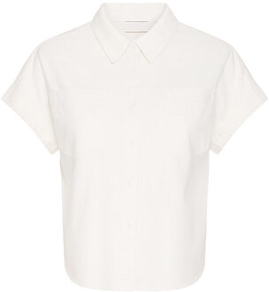 Mouwloze poplin blouse Yaro  wit