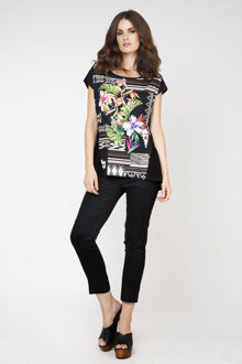Mouwloze Print Top Conquista - maat Zwart