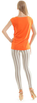Mouwloze Print Top in Oranje Wit