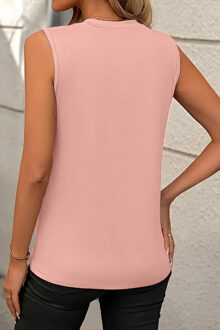 Mouwloze Ronde Hals Tanktop Roze