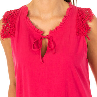 Mouwloze roze jurk met kanten detail La Martina , Pink , Dames - M,S,Xs