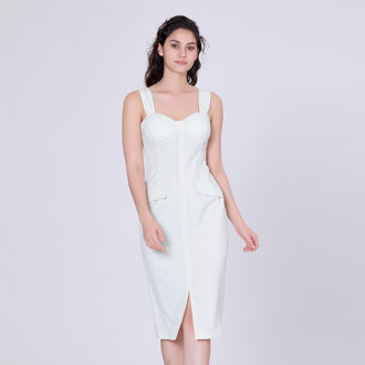 Mouwloze schede -jurk mini -stippen print Wit