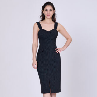 Mouwloze schede -jurk mini -stippen print Zwart - XS