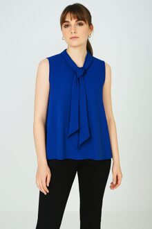 Mouwloze strikblouse in kobaltblauw – Conquista