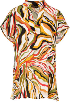 Mouwloze top met baksteenkleurige swirlprint Veelkleurig - L