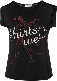 Mouwloze top met print - maat Zwart