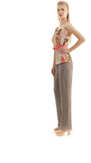 Mouwloze top met ruches Bruin