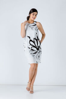 Mouwloze zakjurk met bloemenprint Zwart - EU 42 / UK 14