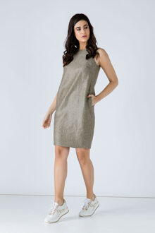 Mouwloze zakjurk met zakken - maat Kaki