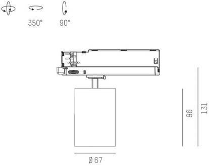 Mova railspot 67mm zwart 3-fase