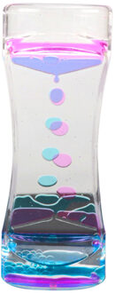 Moving Dubbele Kleur Zand Zandlopers Drijvende Olie Vloeibare Visuele Motion Timer Glas Acryl Klok Woondecoratie Bureau Ornament blauw roze