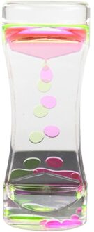 Moving Dubbele Kleur Zand Zandlopers Drijvende Olie Vloeibare Visuele Motion Timer Glas Acryl Klok Woondecoratie Bureau Ornament groen roze