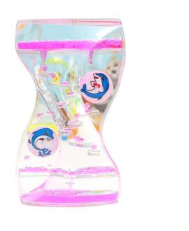 Moving Dubbele Kleur Zand Zandlopers Drijvende Olie Vloeibare Visuele Motion Timer Glas Acryl Klok Woondecoratie Bureau Ornament Roze
