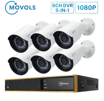 MOVOLS 1080P AI Surveillance System 8CH H.265 DVR 6 PCS 2MP Waterproof Home Outdoor IR Night vision Security Camera P2P CCTV Kit