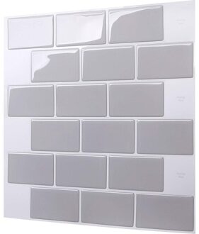 Mozaïek Behang Sticker Zelfklevende 3D Tegel Baksteen Badkamer Decor Peel Stick Tegel Voor Keuken Backsplash 30.5Cm/12in Grijs