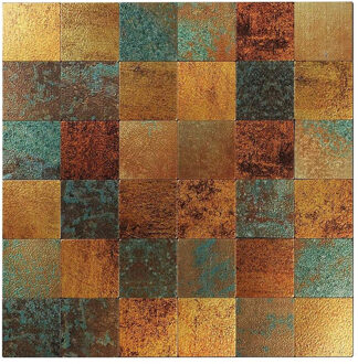Mozaïek Isodeco Steenstrip Blok Vierkant Zelfklevend 30.0x30.0 cm Rustiek Goud Isodeco