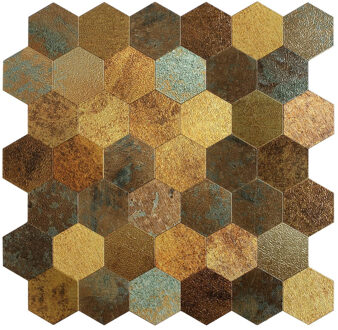 Mozaïek Isodeco Steenstrip Hexagon Zelfklevend 28.0x29.0 cm Geplaat Goud Isodeco