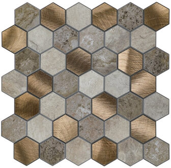 Mozaïek Isodeco Steenstrip Hexagon Zelfklevend 28.0x29.0 cm Medium Beige Isodeco
