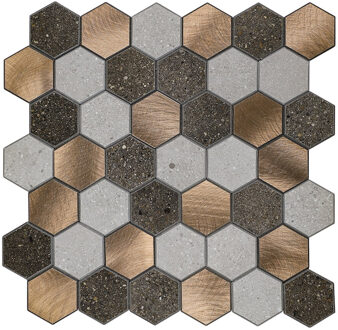 Mozaïek Isodeco Steenstrip Hexagon Zelfklevend 28.0x29.0 cm Medium Stone Isodeco