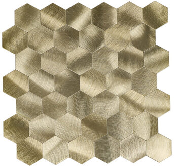 Mozaïek Isodeco Steenstrip Hexagon Zelfklevend 29.0x28.0 cm Geborsteld Goud Isodeco