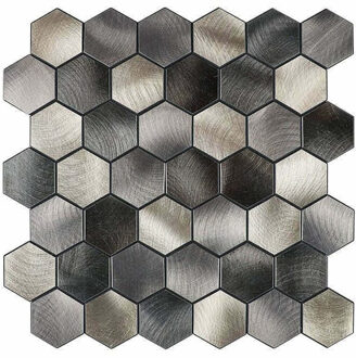 Mozaïek Isodeco Steenstrip Hexagon Zelfklevend 30.5x30.5 cm Cobalt Antraciet Goud Isodeco