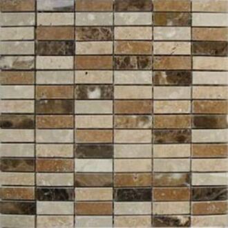 Mozaiek Mármol mix emperador 1,7x4,9x0,8 cm -  Mix, Bruin Prijs per 1 matje.