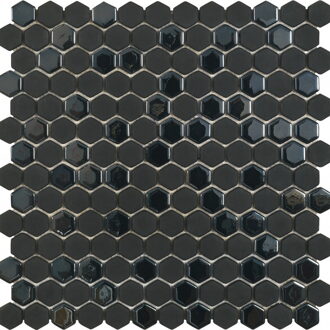 Mozaiek Tegels Dune Hip Hop-DK Hexagon 30.1x29.7 cm Recycled Glas Zwart Dune Ceramics