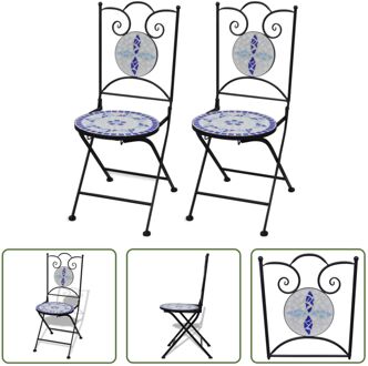 Mozaïekstoelen - Tuinmeubelen - 37x44x89 cm - Blauw/Wit Multikleur